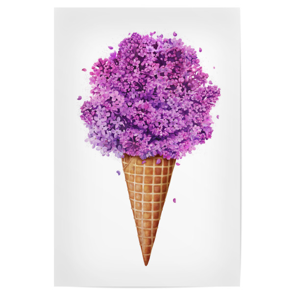 Poster 30x20 cm "Ice cream with lilac" artboxONE - Floral,Essen & Trinken,Ultraviolet