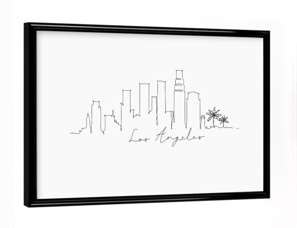 Poster mit schwarzem Rahmen "Pen line silhouette Los Angeles" artboxONE - Schwarzweiß,Städte / Los Angeles