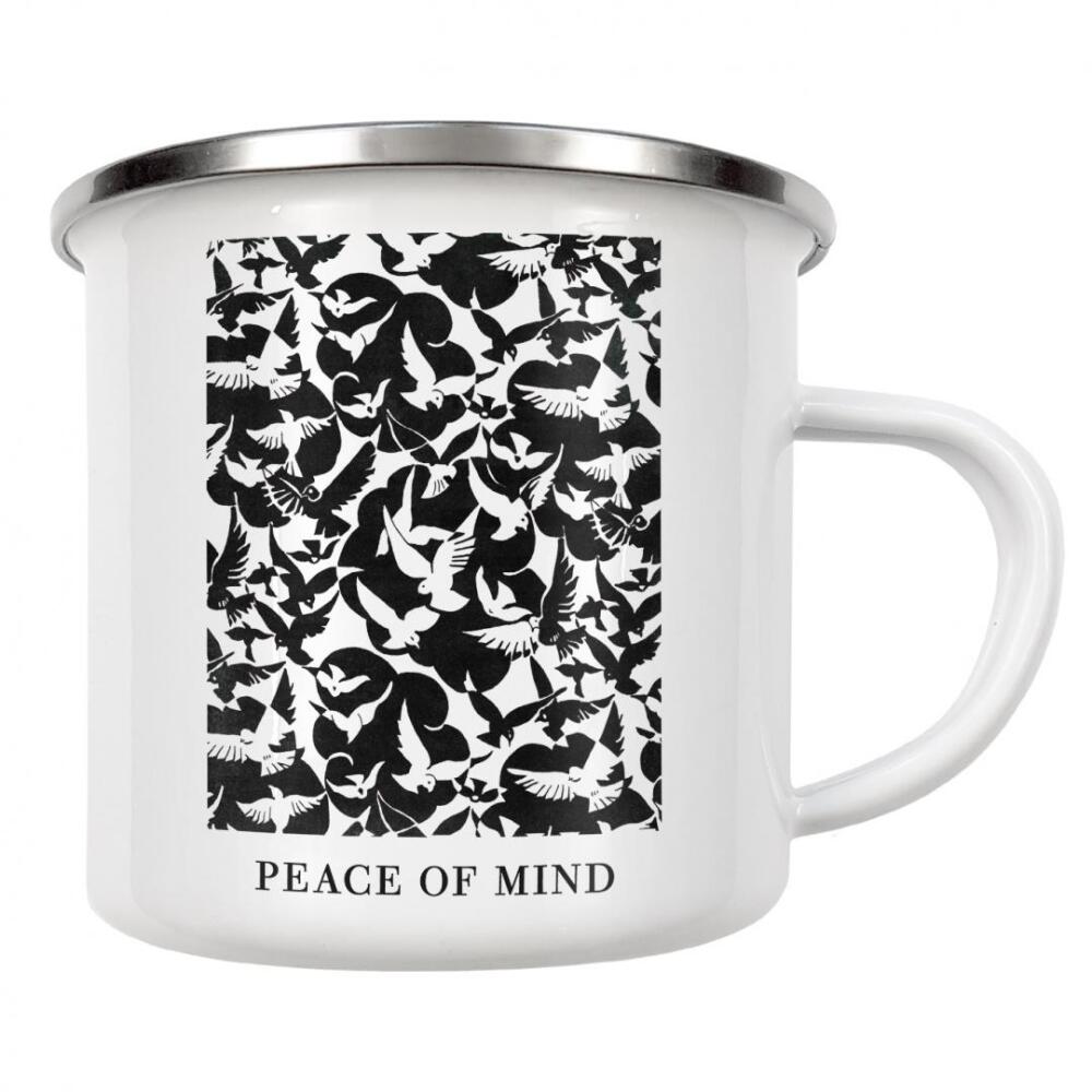 Emaille Tasse "Peace of mind - black" artboxONE - Typografie,Tiere