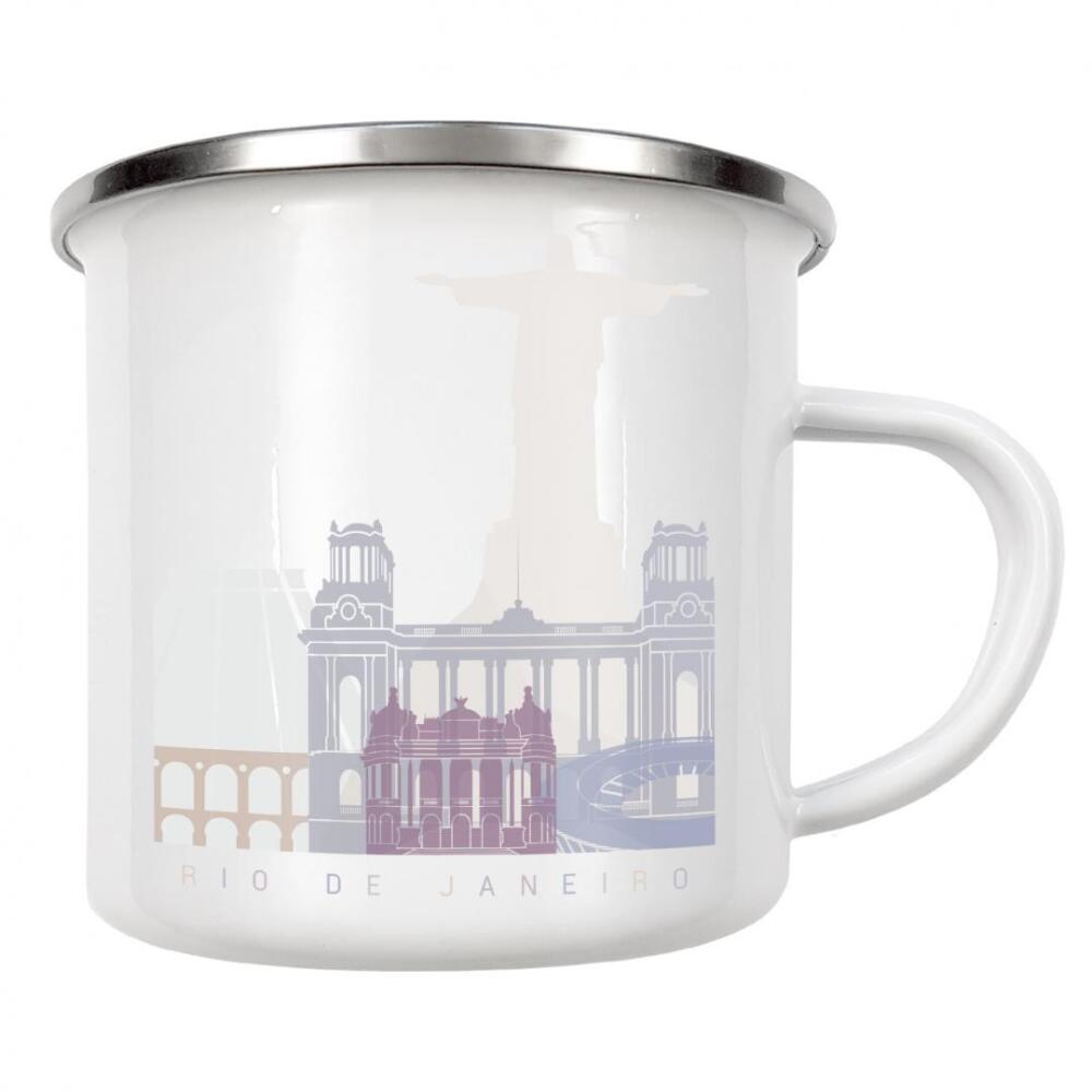 Emaille Tasse "RIO JANEIRO SKYLINE PASTELL-v" artboxONE - Städte,Architektur