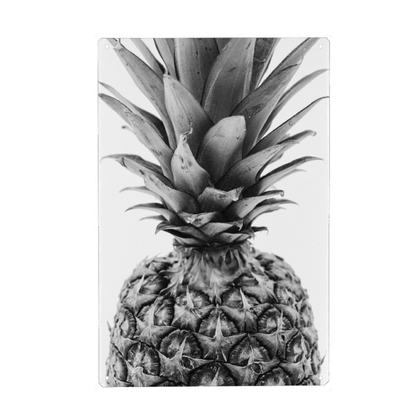 Holzbild "Pineapple Black and White" artboxONE - Schwarzweiß,Essen & Trinken / Obst & Gemüse