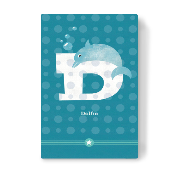 Leinwandbild "D wie Delfin" artboxONE - Für Kinder,Buchstaben,Buchstaben / D