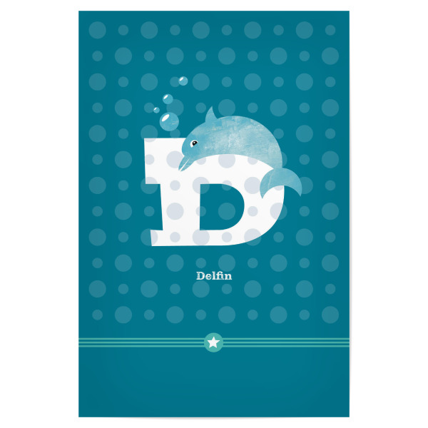 Poster "D wie Delfin" artboxONE - Für Kinder,Buchstaben,Buchstaben / D