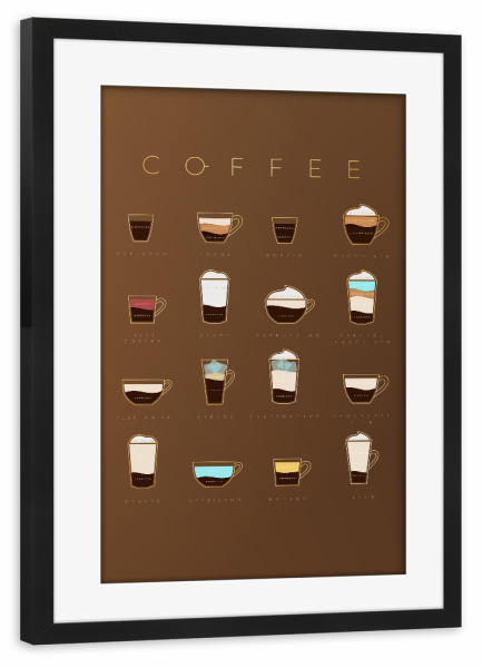 Poster mit Rahmen schwarz "Coffee flat menu brown" artboxONE - Essen & Trinken