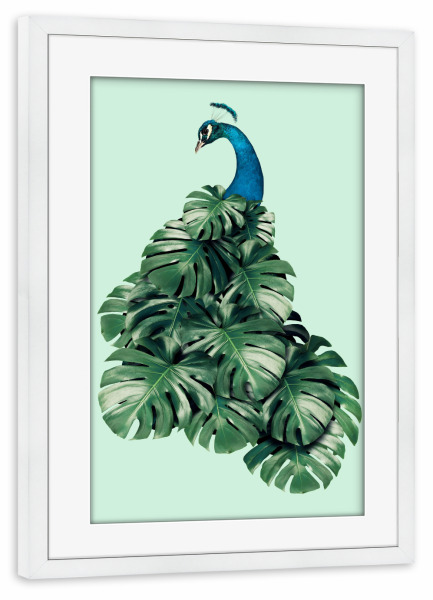 Poster mit Rahmen weiß "MONSTERA BIRD" artboxONE - Floral,Tiere,Fiktion,Lustig