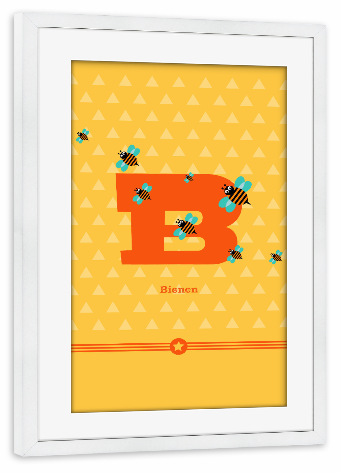 Poster mit Rahmen weiß "B wie Bienen" artboxONE - Für Kinder,Buchstaben,Buchstaben / B