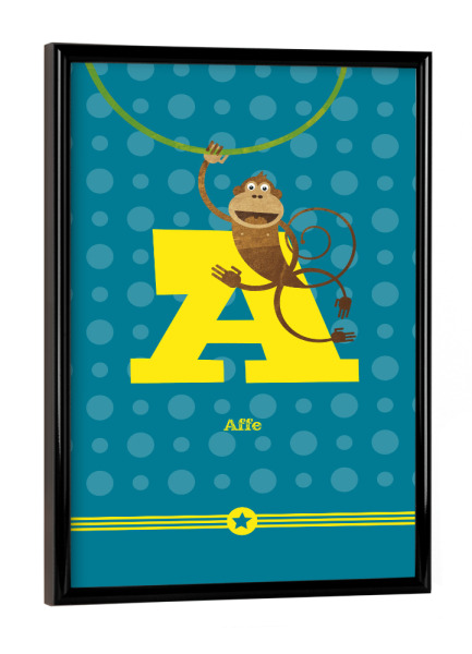 Poster mit schwarzem Rahmen "A wie Affe" artboxONE - Für Kinder,Buchstaben,Buchstaben / A