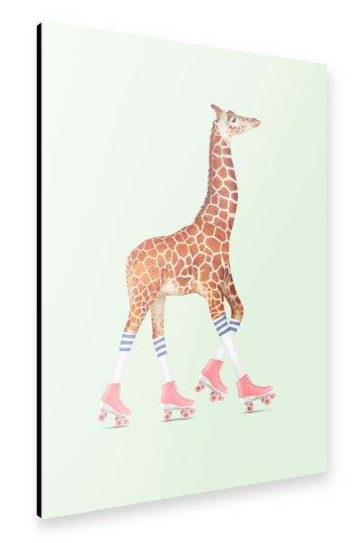 Alu-Dibond "ROLLERSKATING GIRAFFE" 30x20 cm artboxONE