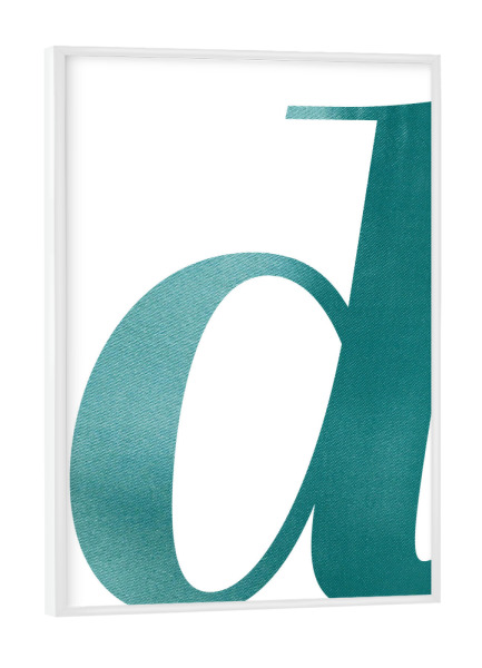 Poster mit weißem Rahmen "Mintfarbender D-Buchstabe" artboxONE - Abstrakt