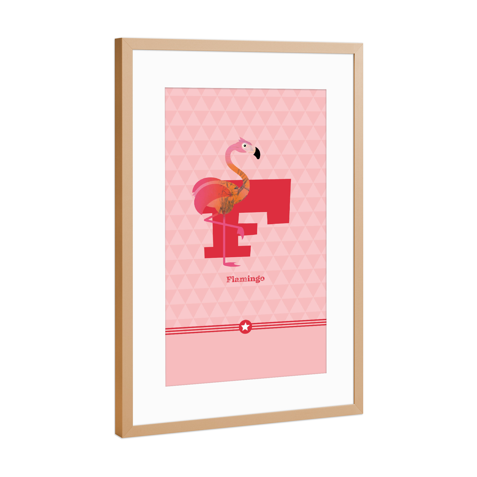 Poster mit Rahmen Kupfer "F wie Flamingo" artboxONE - Für Kinder,Buchstaben,Buchstaben / F
