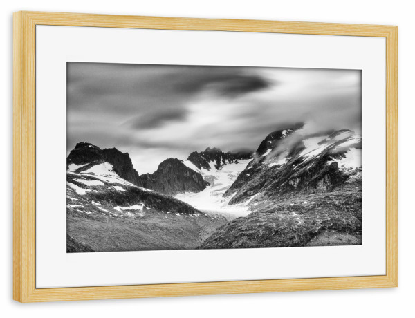 Poster mit Rahmen kiefer "Norwegische Gipfel" artboxONE - Natur,Schwarzweiß