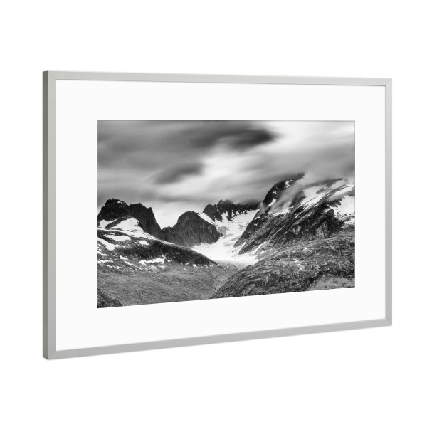 Poster mit Rahmen Silber "Norwegische Gipfel" artboxONE - Natur,Schwarzweiß