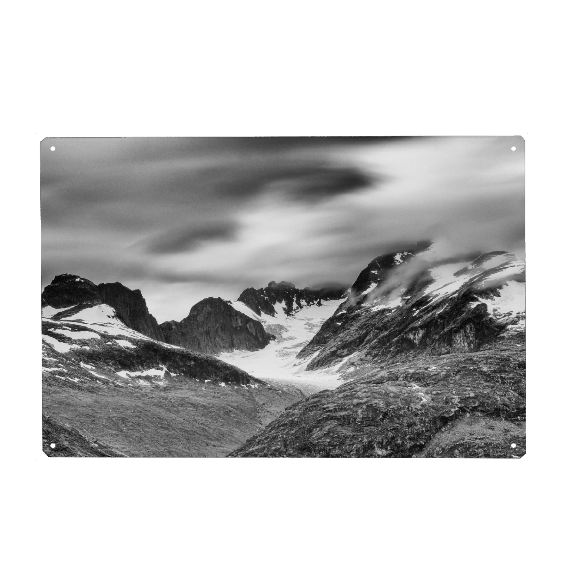 Metall Poster "Norwegische Gipfel" artboxONE - Natur,Schwarzweiß