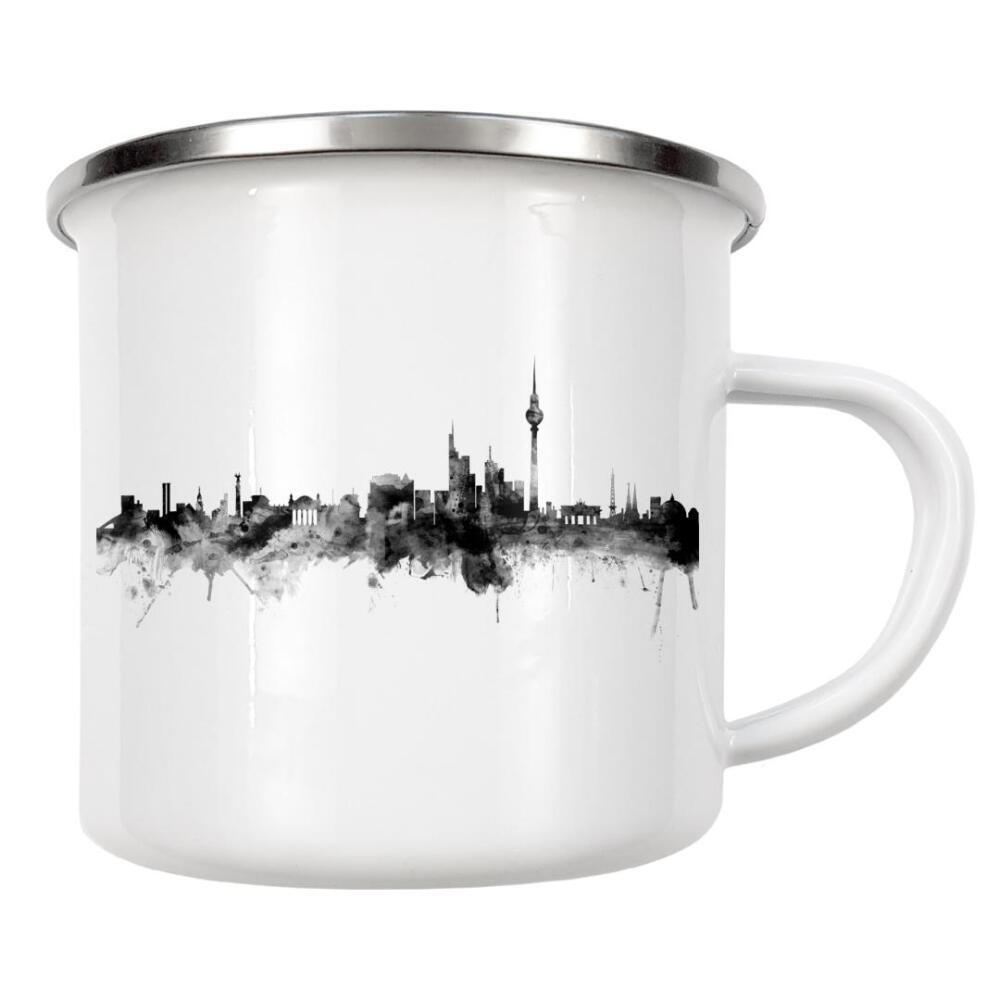 Emaille Tasse "Berlin Germany Skyline" artboxONE - Städte,Städte / Berlin,Reise,Schwarzweiß - Berlin,Germany,Skyline,Schwarzweiß,City,Stadt