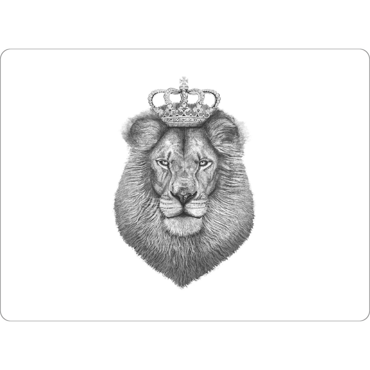 Tischset "The King" artboxONE - Tiere,Schwarzweiß,Lustig - Löwe,König,Krone,Tier,Schwarzweiß,Portrait - Bild löwe