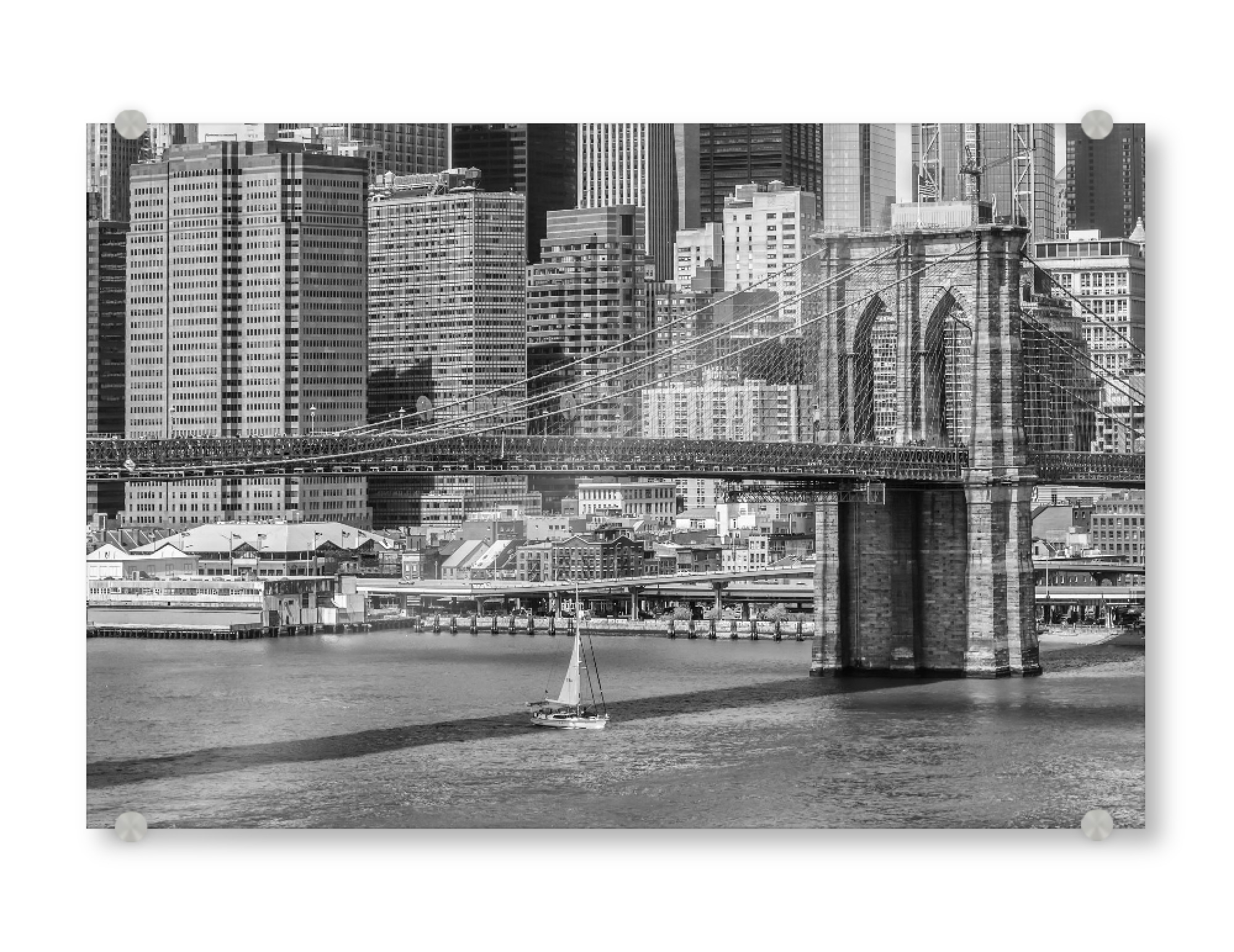 Acrylglasbild "NYC Brooklyn Bridge" artboxONE - Städte,Städte / New York,Reise,Schwarzweiß,Architektur