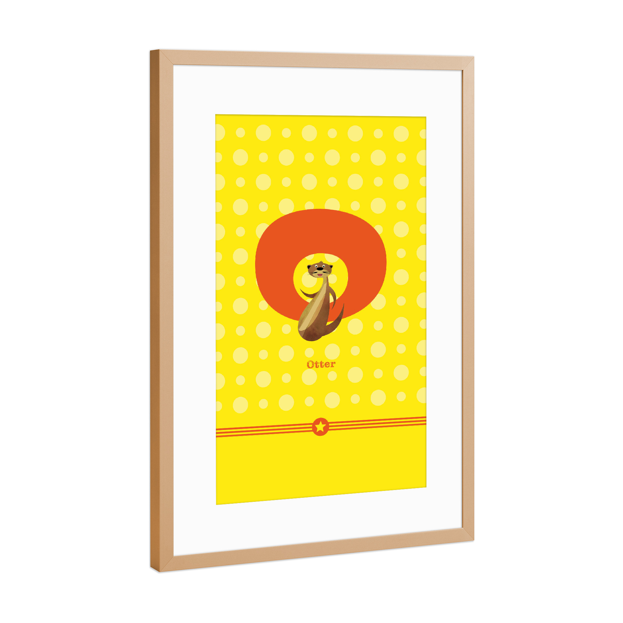 Poster mit Rahmen Kupfer "O wie Otter" artboxONE - Für Kinder,Buchstaben,Buchstaben / O