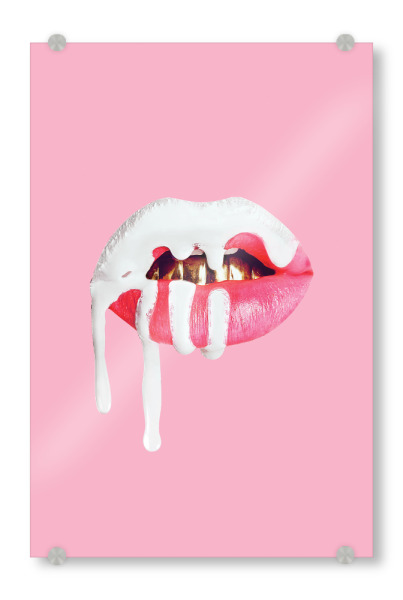Acrylglasbild "Pink and White Lips" artboxONE - Abstrakt,Fashion - Mouth,Lips,Mund,Lippen
