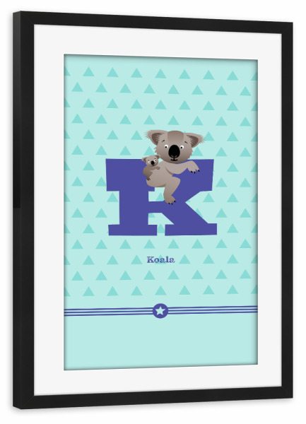 Poster mit Rahmen schwarz "K wie Koala" artboxONE - Für Kinder,Buchstaben,Buchstaben / K