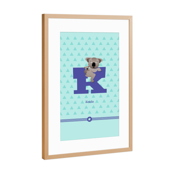 Poster mit Rahmen Kupfer "K wie Koala" artboxONE - Für Kinder,Buchstaben,Buchstaben / K