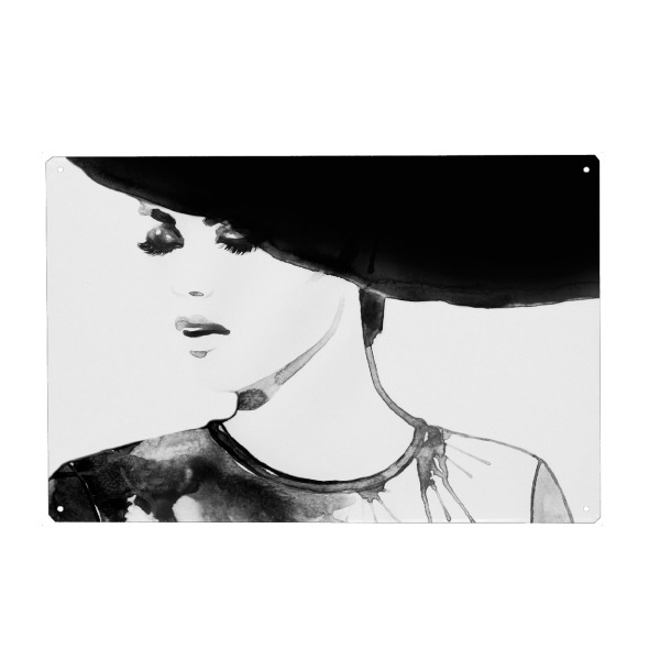 Holzbild "Black Hat Woman" artboxONE - Menschen,Schwarzweiß,Fashion - Woman,Fashionista,Fashion,Frau