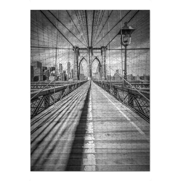 Puzzle Ravensburger "Auf der Brooklyn Bridge" artboxONE - Städte,Städte / New York,Reise,Schwarzweiß,Architektur