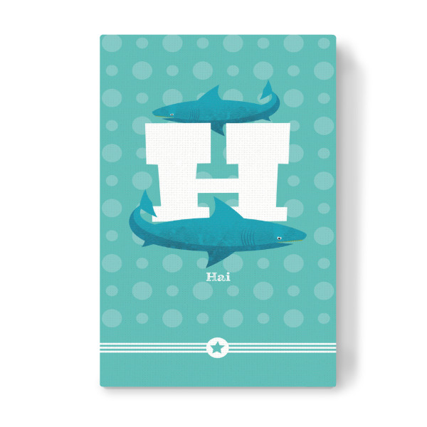 Leinwandbild "H wie Hai" artboxONE - Für Kinder,Buchstaben,Buchstaben / H - Abc,Hai,Alphabeth,H,Buchstabe,Buchstabenset-kids8,Buchstabe-h