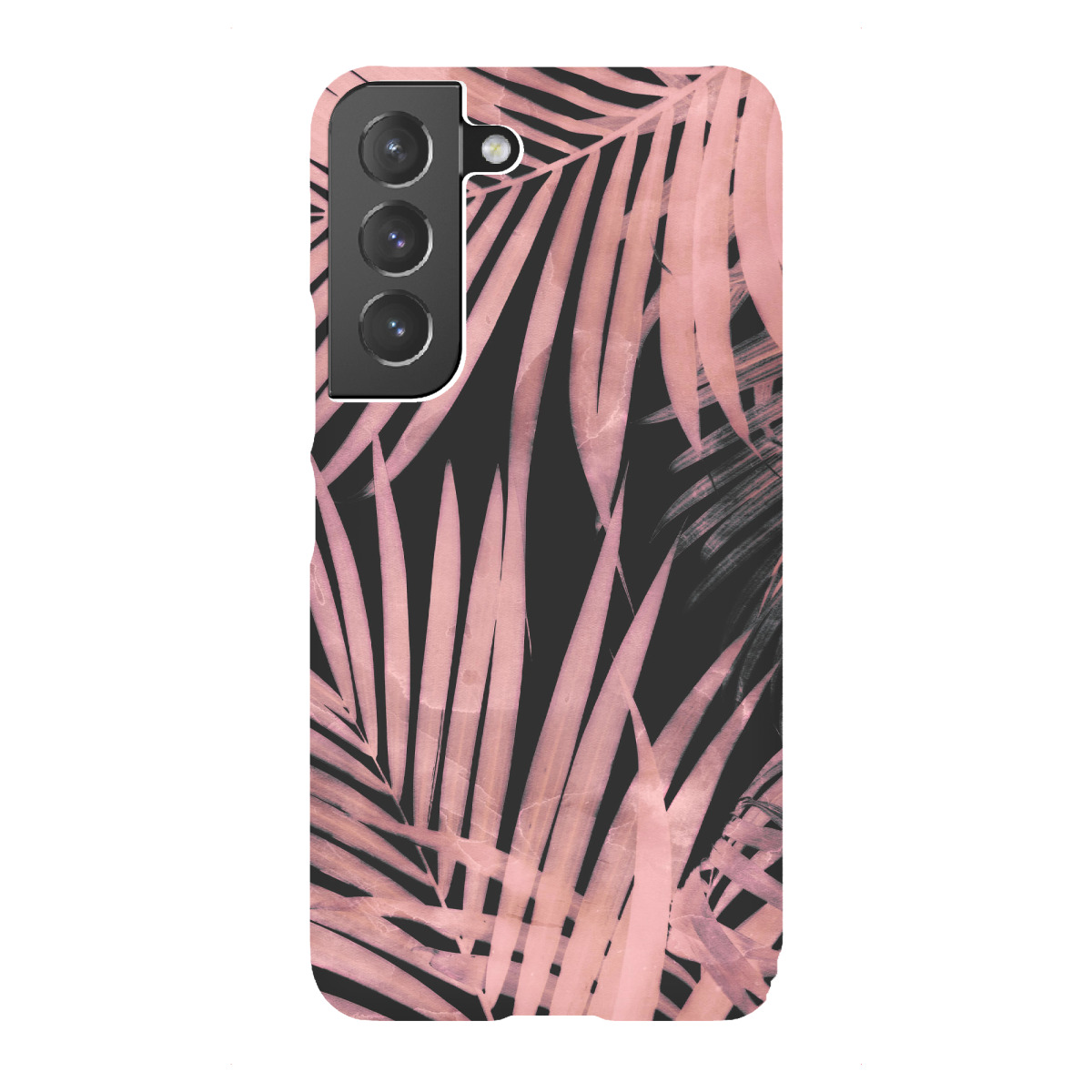 "Pink Palm Leaves on Black"für Samsung Galaxy - Premium-Case Handyhülle artboxONE