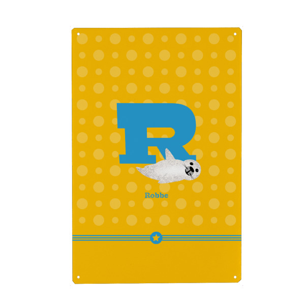 Metall Poster "R wie Robbe" artboxONE - Für Kinder,Buchstaben,Buchstaben / R - Robbe,Abc,Alphabeth,R,Buchstabe,Buchstabenset-kids8,Buchstabe-r
