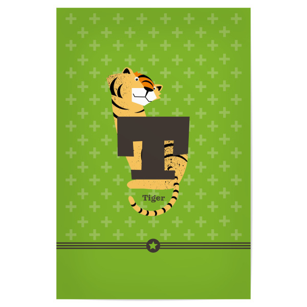Poster "T wie Tiger" artboxONE - Für Kinder,Buchstaben,Buchstaben / T - Tiger,Abc,T,Buchstabe,Alphabeth,Buchstabenset-kids8,Buchstabe-t
