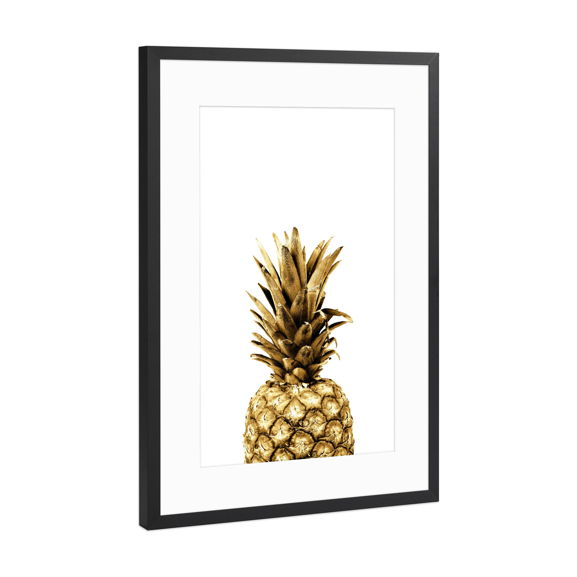 Poster mit Rahmen Schwarz (Metallic) "Gold Pineapple Fruit" artboxONE - Essen & Trinken / Obst & Gemüse - Gold,Pineapple,Ananas