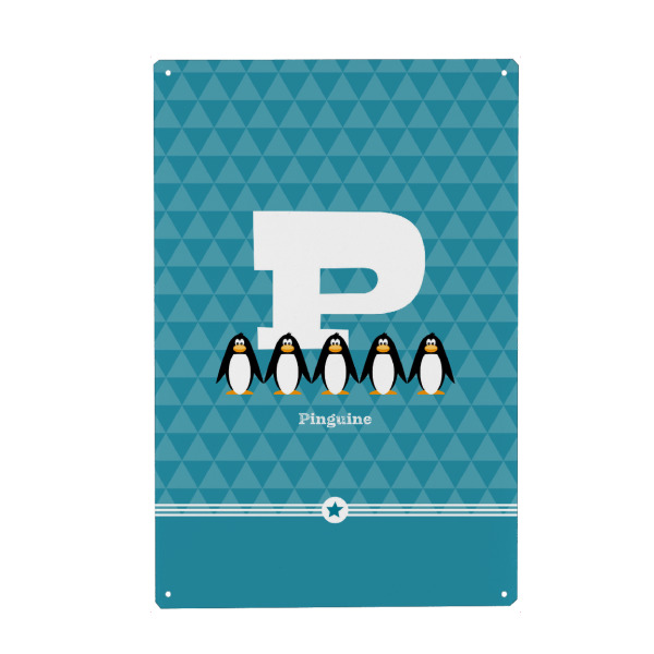 Metall Poster "P wie Pinguine" artboxONE - Für Kinder,Buchstaben,Buchstaben / P - Pinguine,Abc,P,Alphabeth,Buchstabe,Buchstabenset-kids8,Buchstabe-p