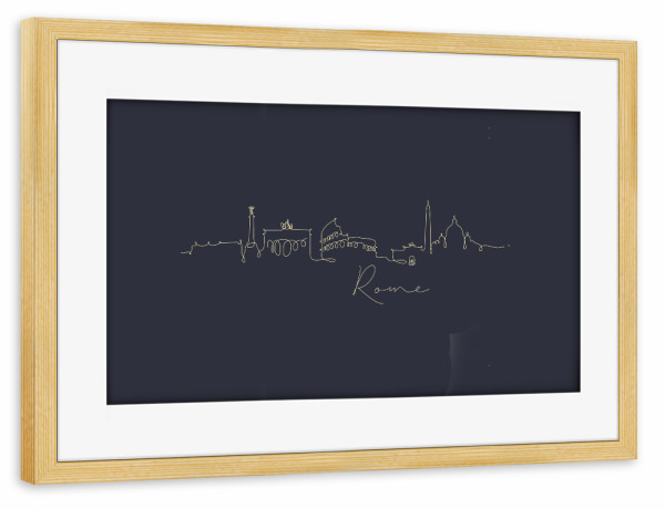 Poster mit Rahmen kiefer "Pen line silhouette Rome blue" artboxONE - Städte,Städte / Rom - Skyline,Rome,Italy,Rom,Roma,Italien,Italia