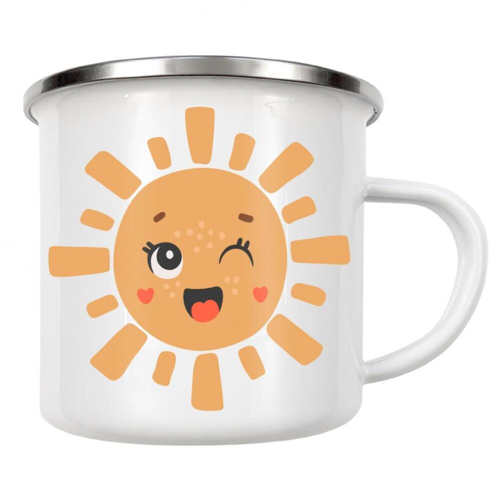 Emaille Tasse "Sonne mit Augen-Design" artboxONE - Tiere,Abstrakt,Lustig