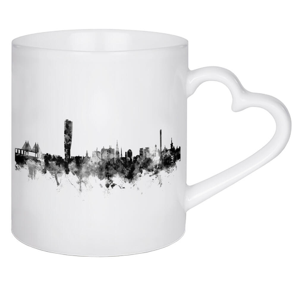 Herztasse "Malmo Sweden Skyline bw" artboxONE - Städte,Reise,Schwarzweiß