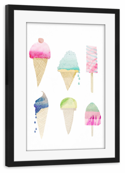 Poster mit Rahmen schwarz "Ice-cream" artboxONE - Für Kinder,Essen & Trinken - Eis,Eiscreme,Ice,Icecream