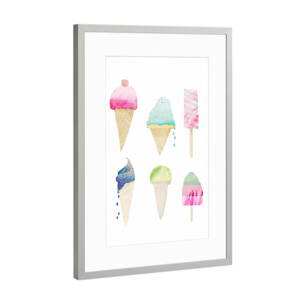 Poster mit Rahmen Silber "Ice-cream" artboxONE - Für Kinder,Essen & Trinken - Eis,Eiscreme,Ice,Icecream