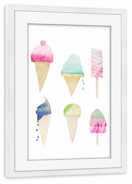 Poster mit Rahmen weiß "Ice-cream" artboxONE - Für Kinder,Essen & Trinken - Eis,Eiscreme,Ice,Icecream
