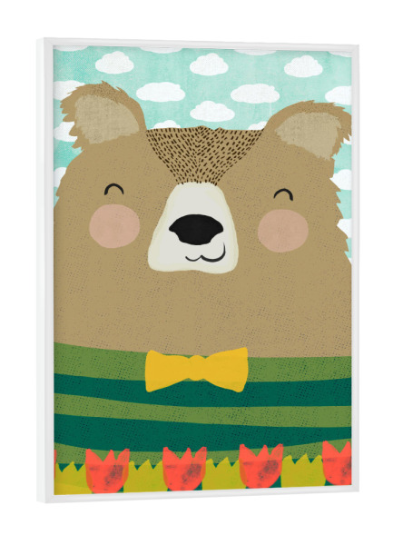 Poster mit weißem Rahmen "Braunbär Bruno" artboxONE - Für Kinder - Bär,Bear