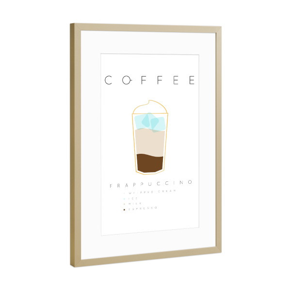 Poster mit Rahmen Gold "Coffee frappuccino white" artboxONE - Essen & Trinken - Coffee,Kaffee,Frappucino