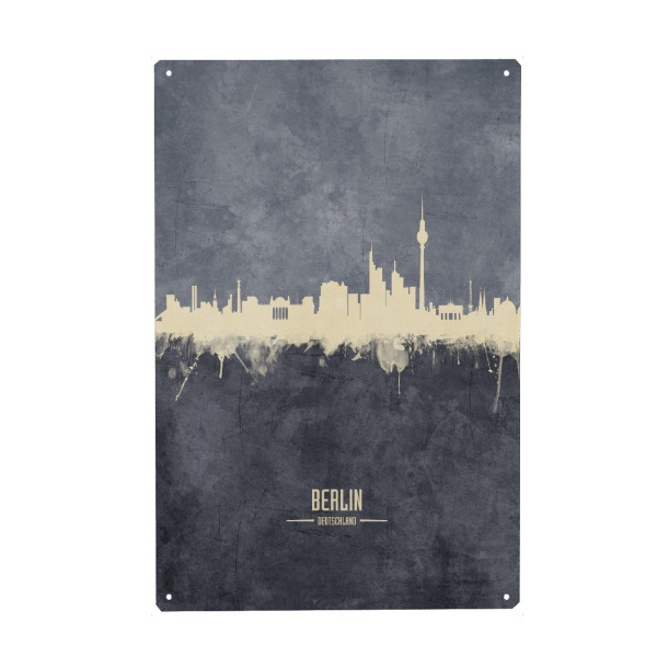 Holzbild "Berlin Germany Skyline Grey" artboxONE - Städte,Städte / Berlin - Berlin,Skyline,City