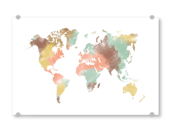 Acrylglasbild "World map pastel" artboxONE - Reise,Kartografie - World map,Worldmap,Map,World