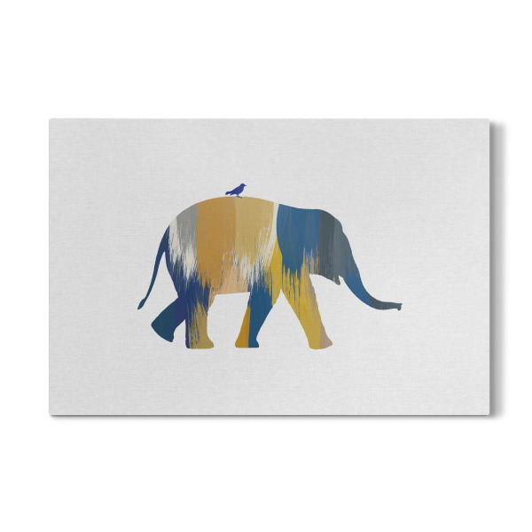Galerie-Print "Brushed Elephant Blue & Yellow" 30x20 cm artboxONE