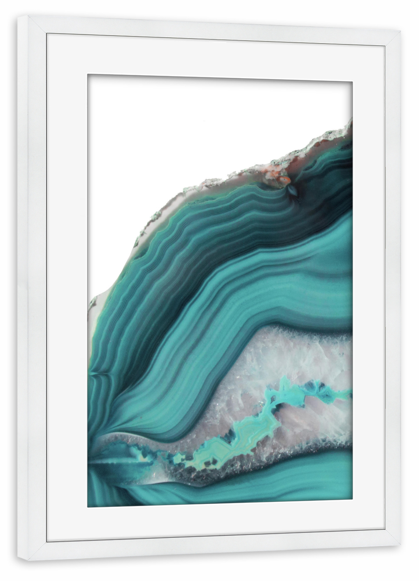 Poster mit Rahmen weiß "Sea Agate blue" artboxONE - Abstrakt,Marmor - Agate,Mineral,Crystals,Stone,Kristall,Stein
