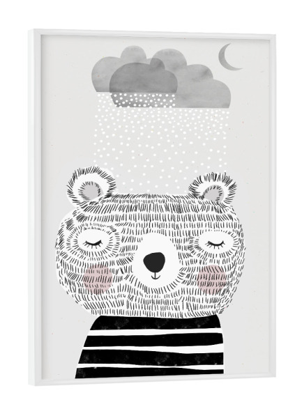 Poster mit weißem Rahmen "I love snow" artboxONE - Für Kinder,Tiere - Bär,Bear