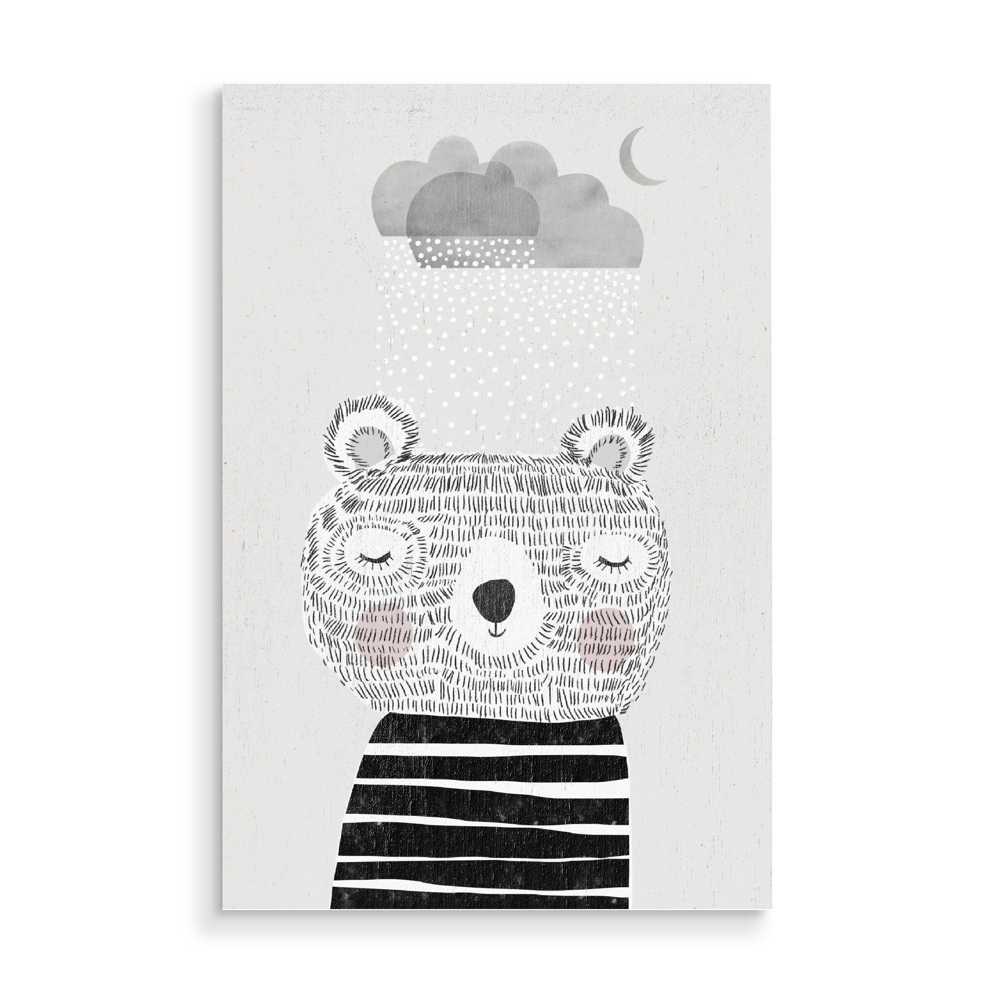 Holzbild "I love snow" artboxONE - Für Kinder,Tiere - Bär,Bear
