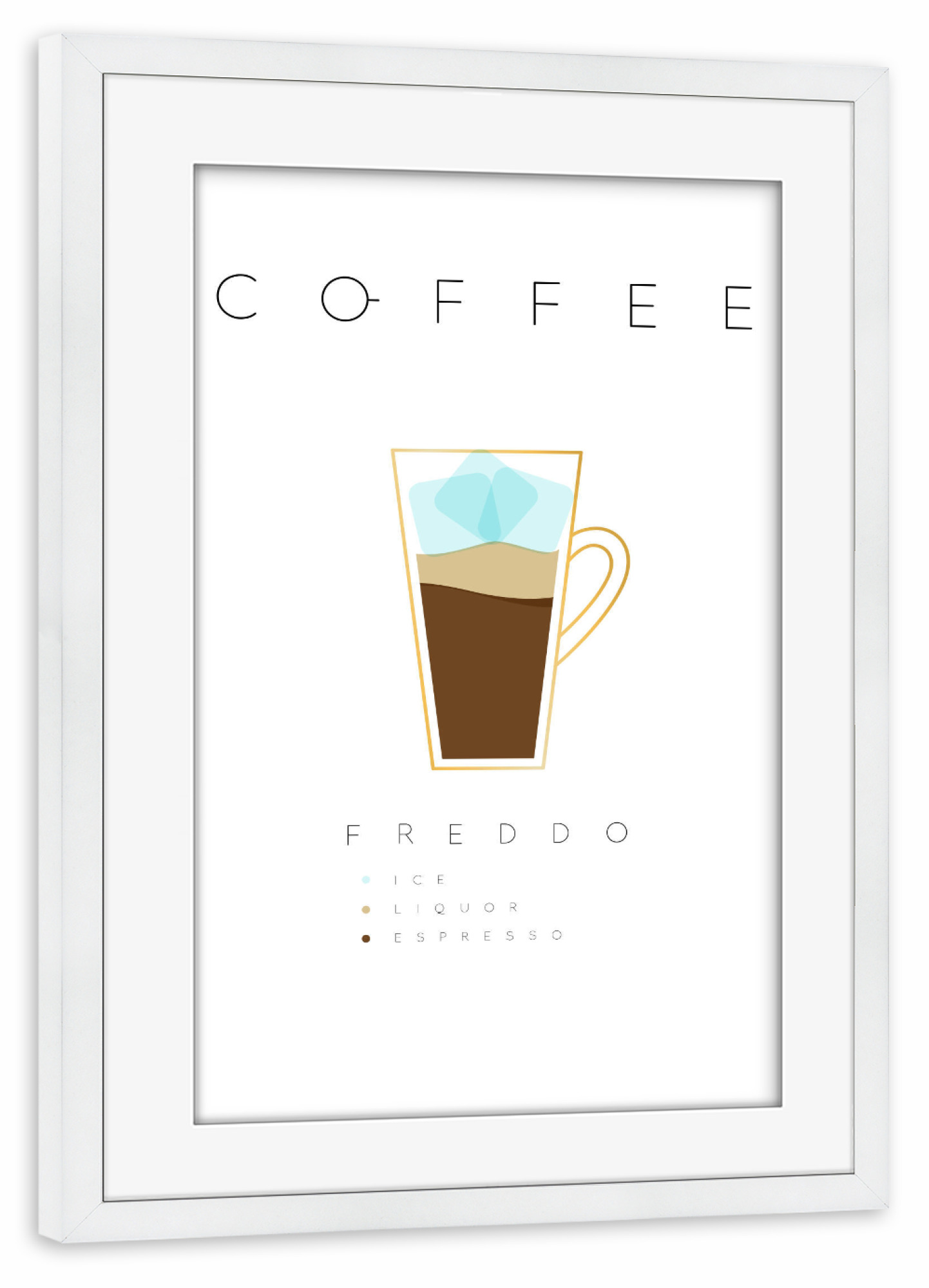 Poster mit Rahmen weiß "Coffee freddo white" artboxONE - Essen & Trinken - Coffee,Kaffee,Freddo