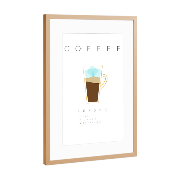 Poster mit Rahmen Kupfer "Coffee freddo white" artboxONE - Essen & Trinken - Coffee,Kaffee,Freddo