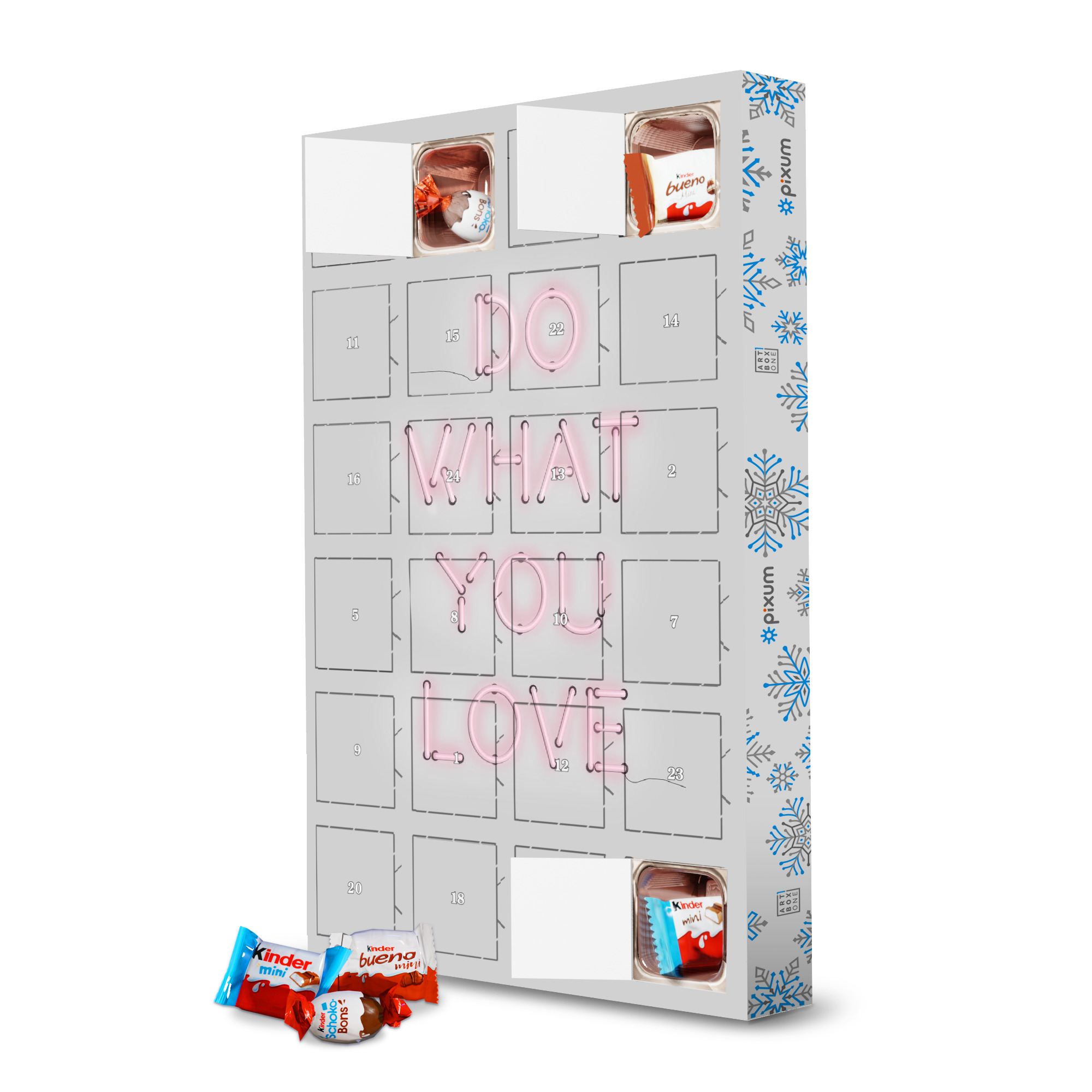Adventskalender mit Produkten von Kinder Do What you Love, Neon Sign artboxONE Adventskalender Typografie