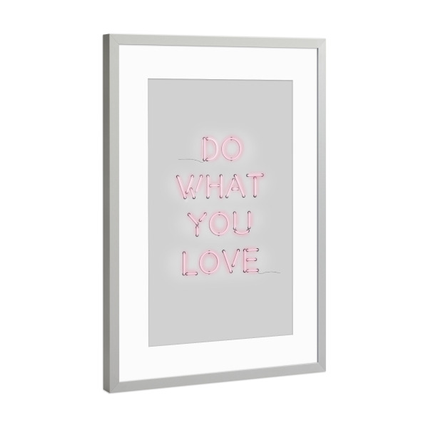 Poster mit Rahmen Silber "Do What you Love, Neon Sign" artboxONE - Typografie